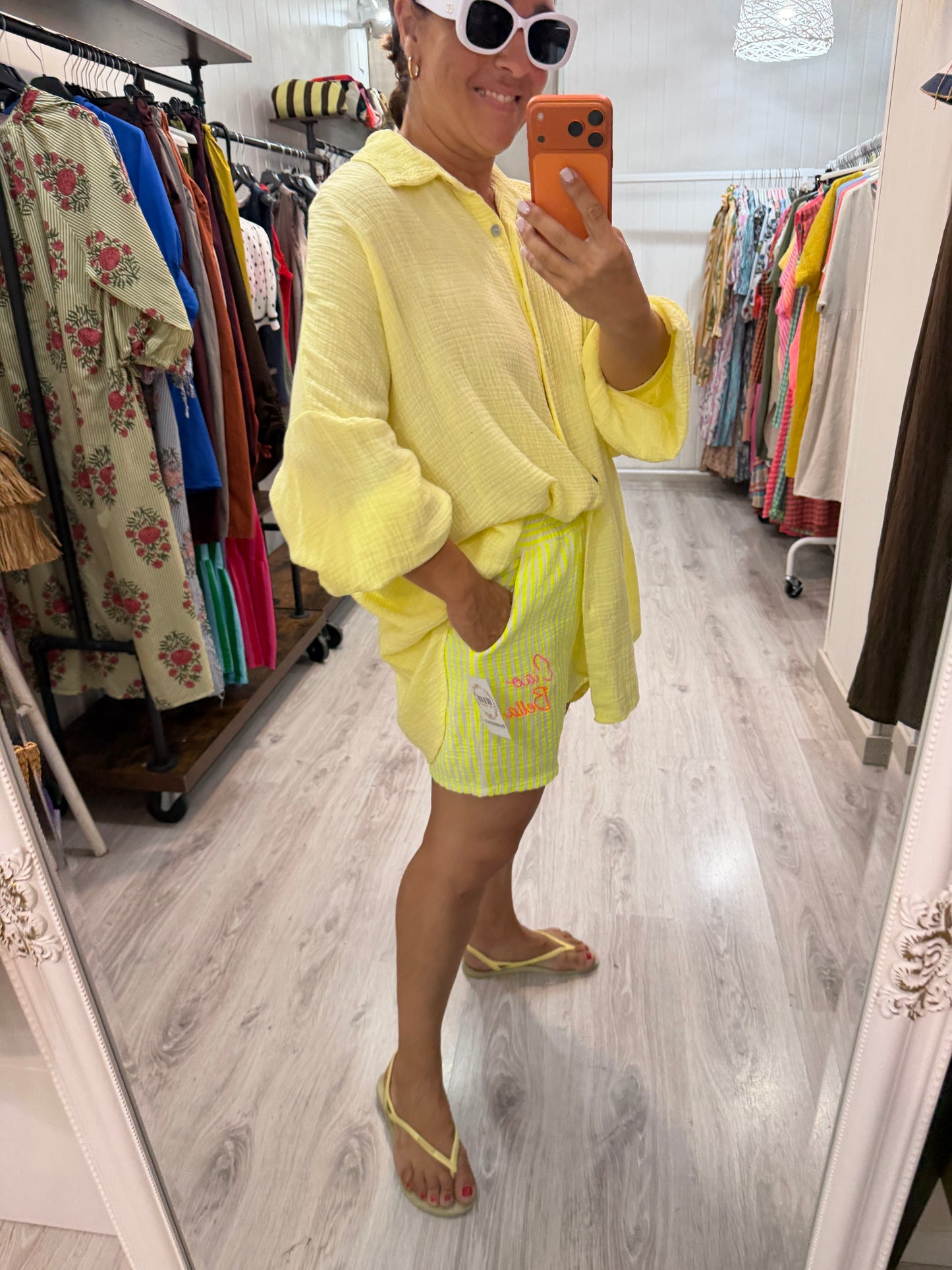 Blusón Oversize Ojo bambula amarillo