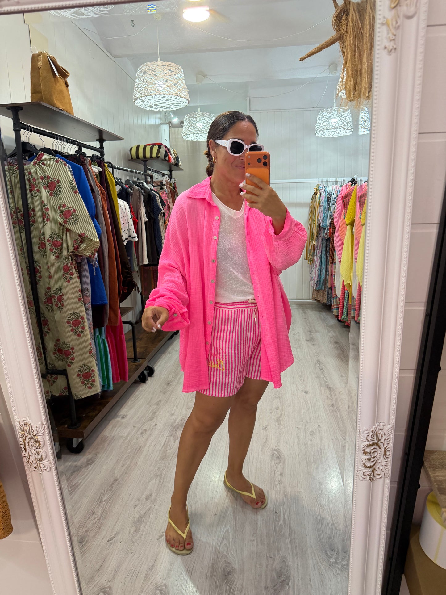 Blusón Oversize Ojo bambula fucsia