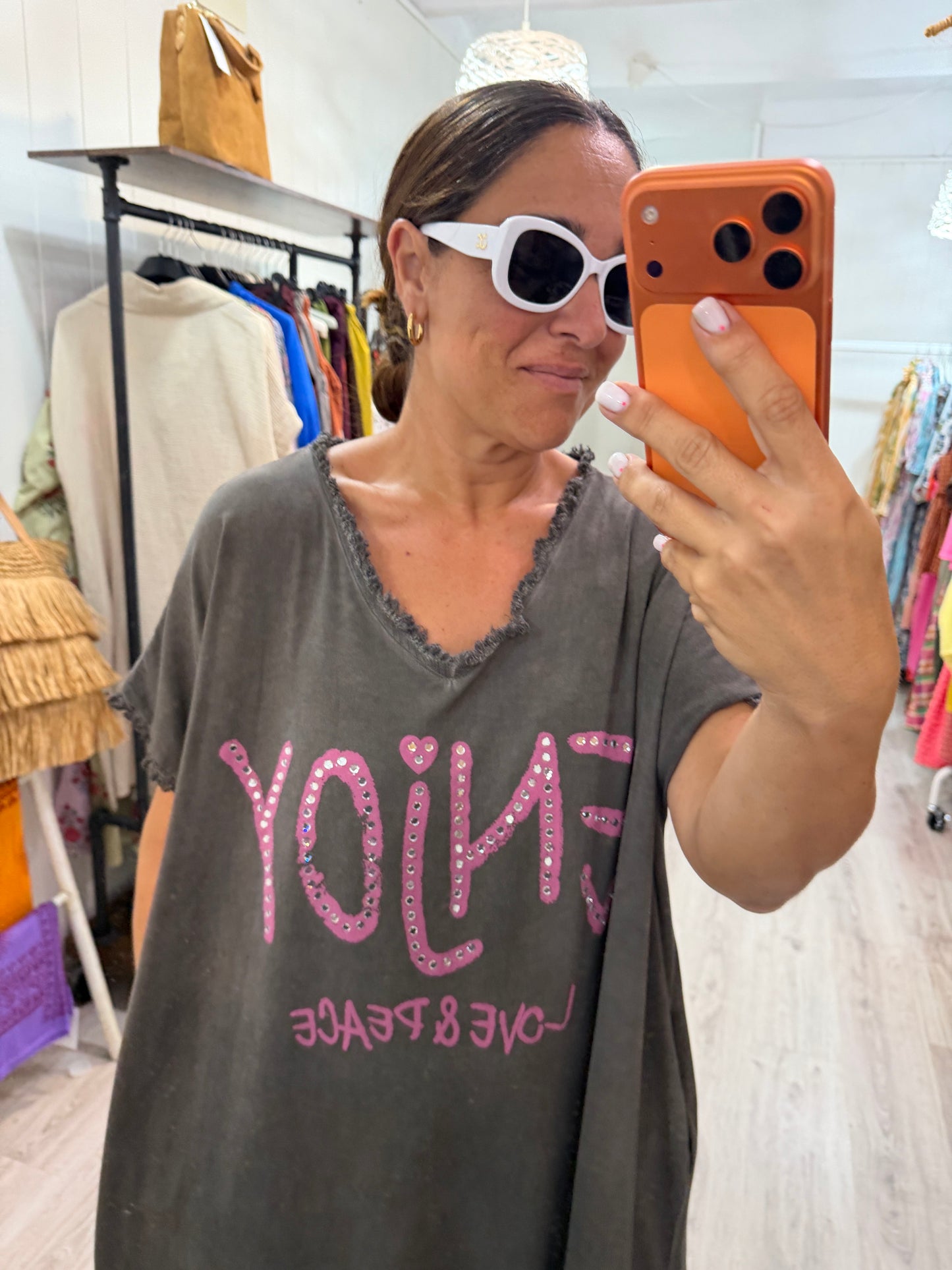 Vestido Oversize Enjoy gris