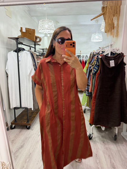 Vestido Rayas camisero caldera