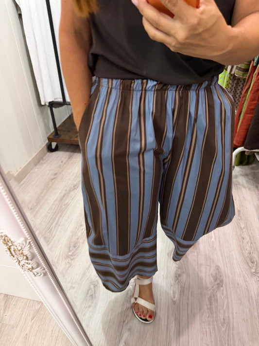 Pantalón Corfú tricolor azul, choco y camel