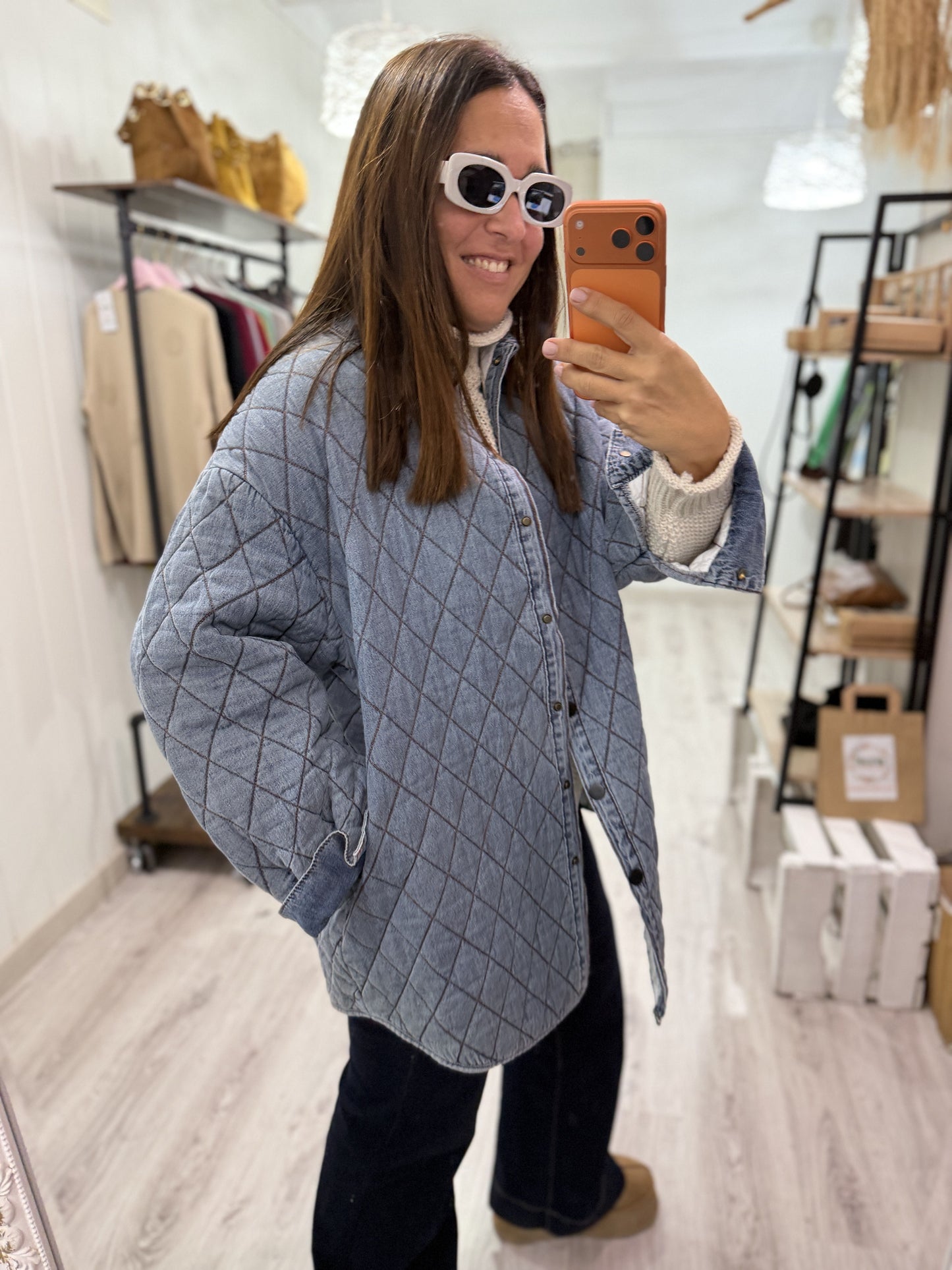 Chaqueta acolchada jeans oversize