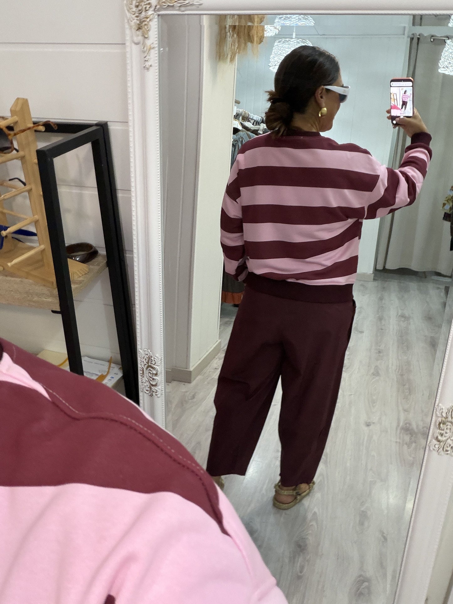 Sudadera Club Amour burdeos y rosa