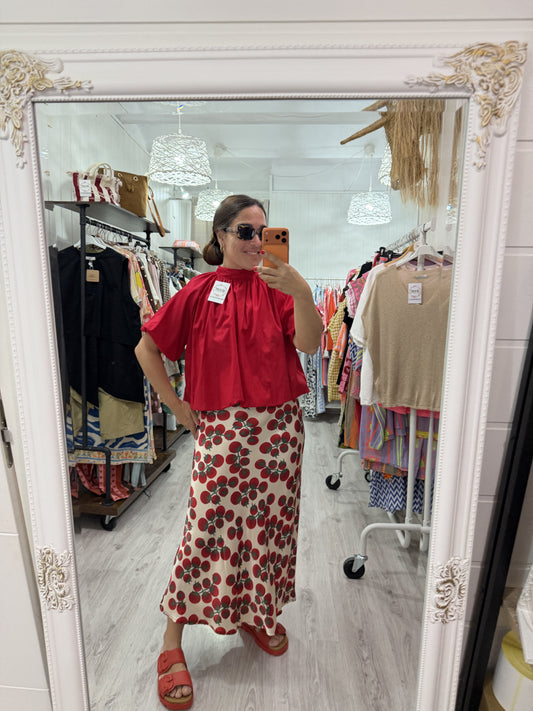 Blusa Lissa lazo espalda descubierta rojo