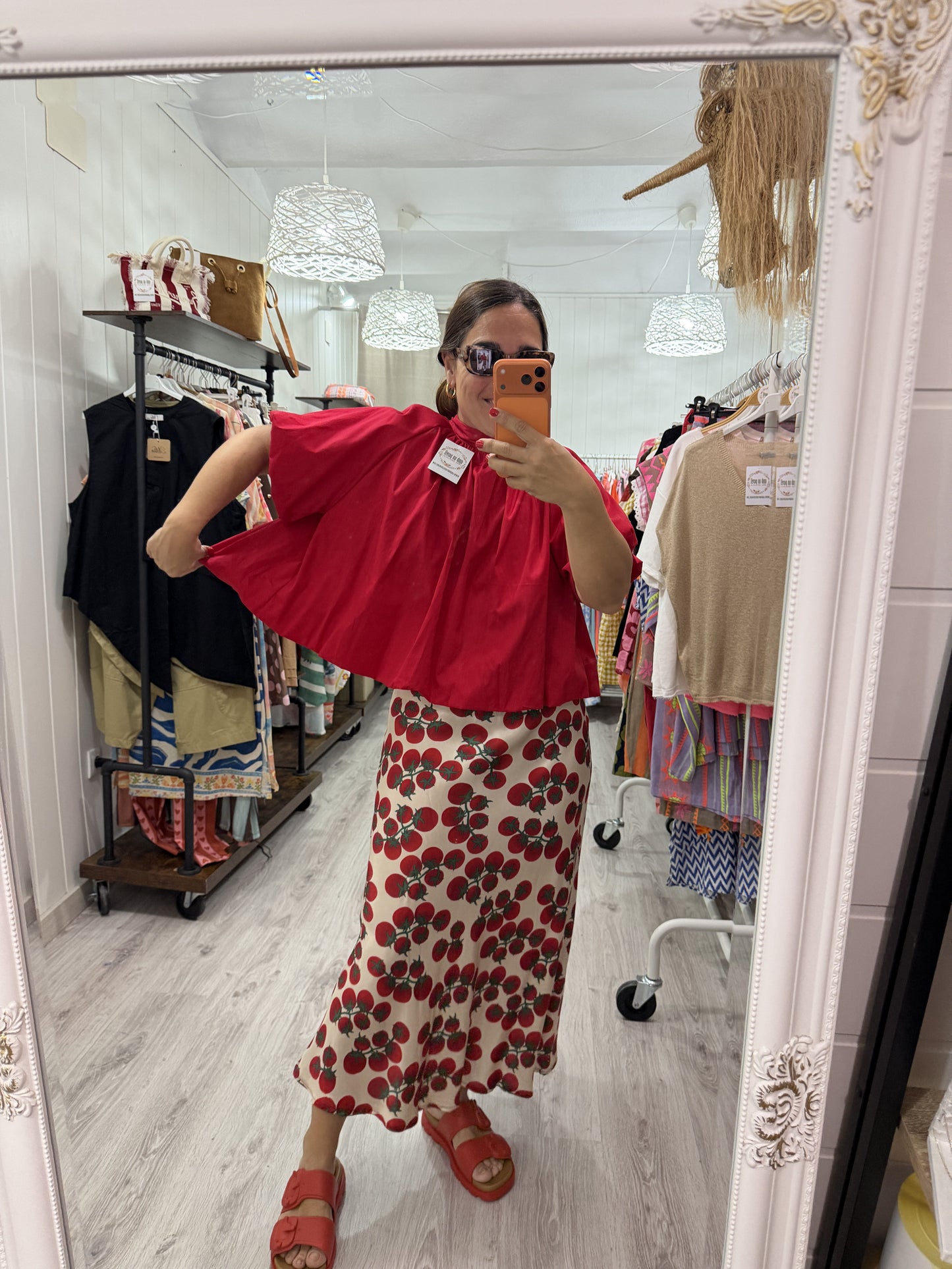 Blusa Lissa lazo espalda descubierta rojo