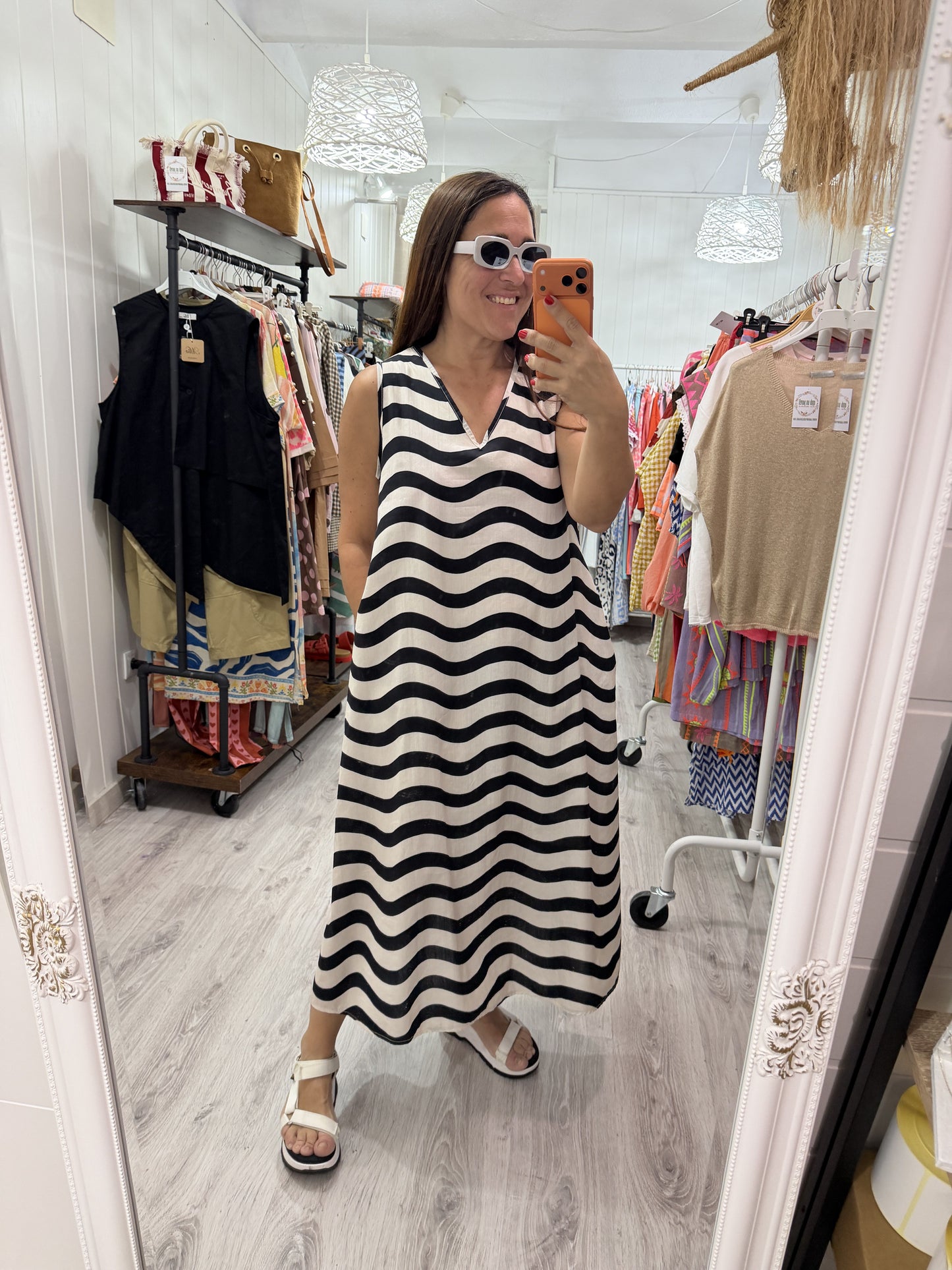 Vestido Copacabana blanco y negro