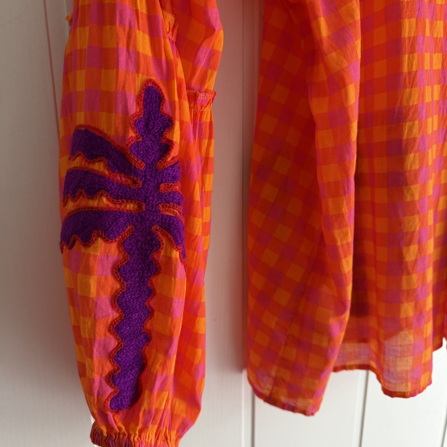 Blusa Jaipur vichy naranja y lila