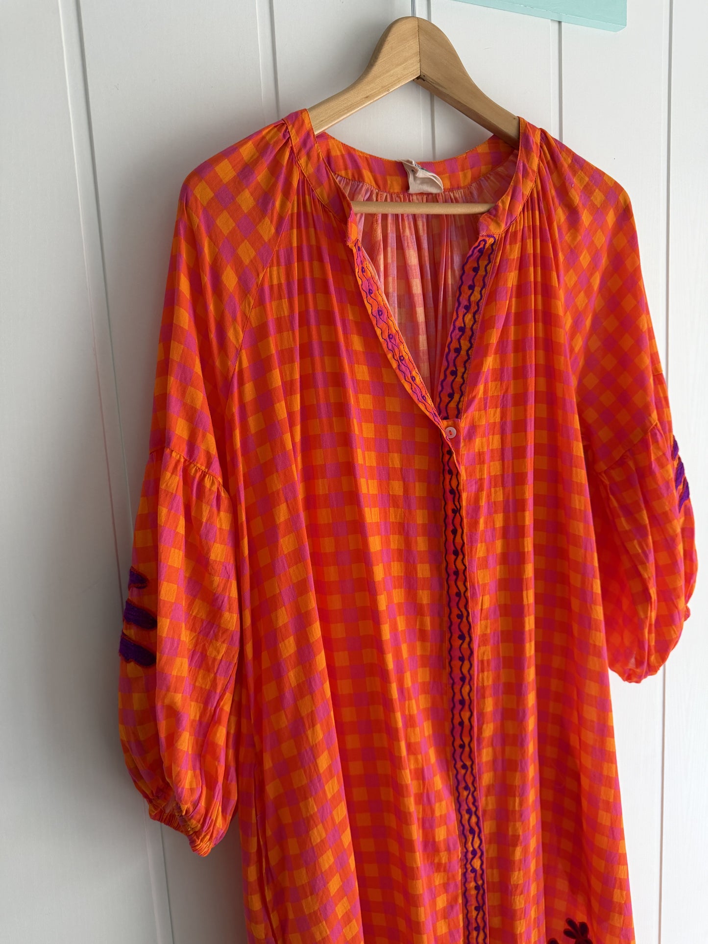 Vestido Jaipur vichy naranja y lila