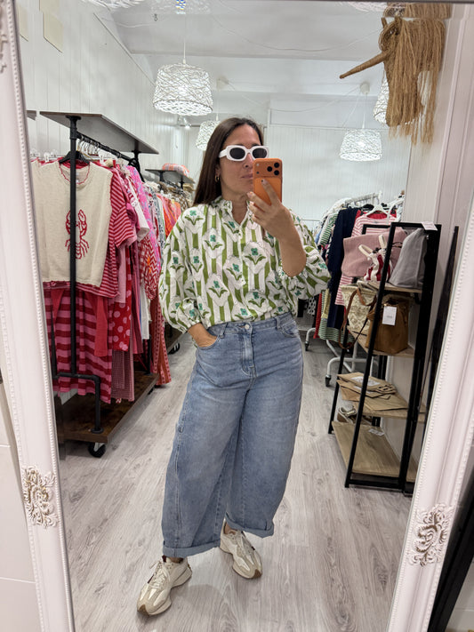Camisa India verde nomeolvides