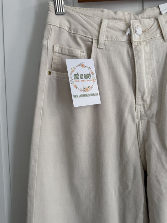 Pantalón Mom Fit talla grande beige