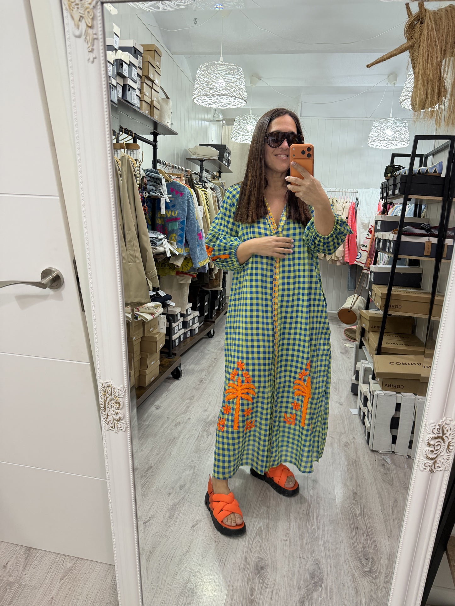 Vestido Jaipur vichy azul y verde