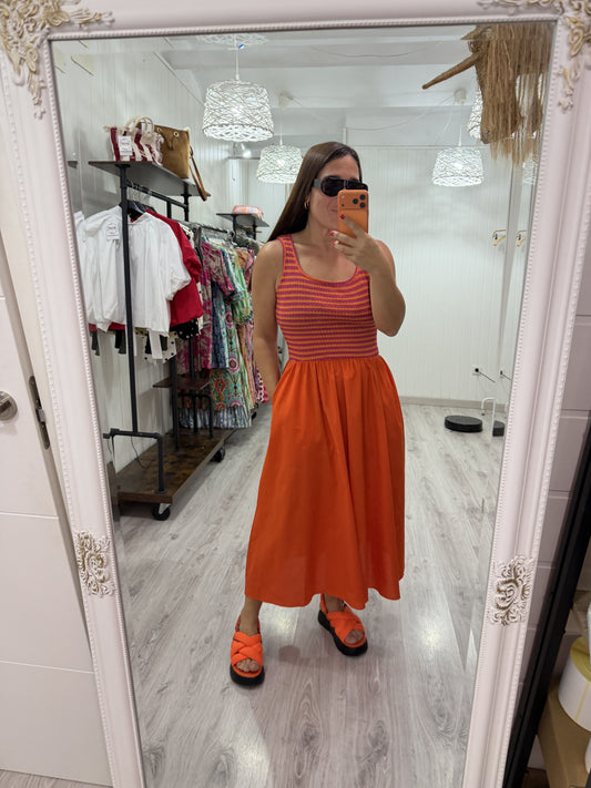 Vestido Ipanema fucsia y naranja