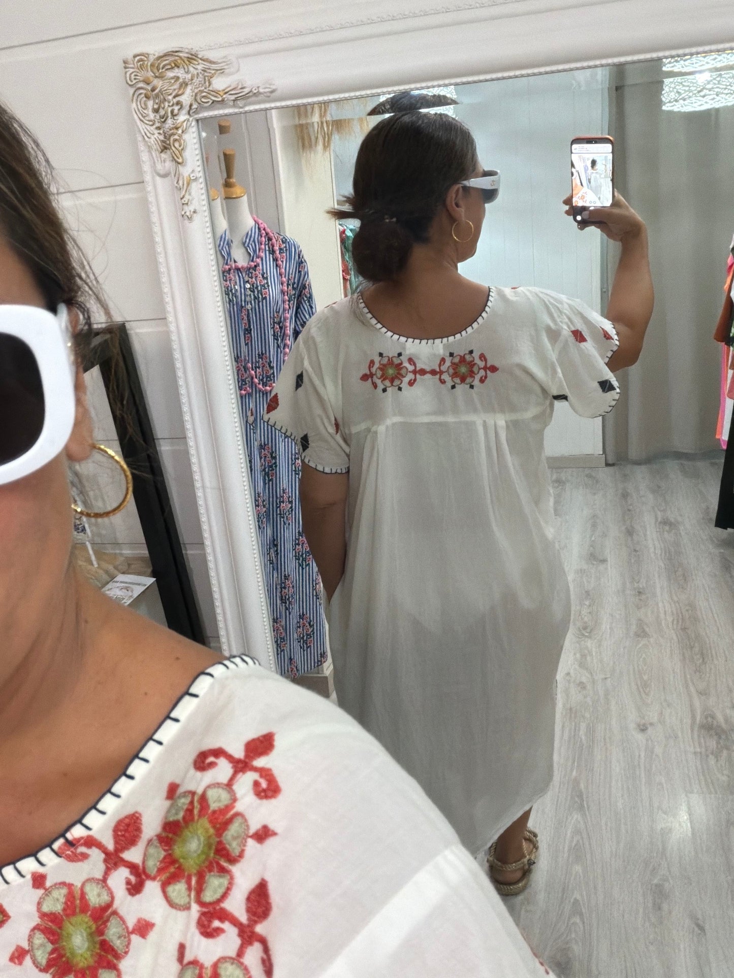 Vestido Mexicano Tijuana midi blanco