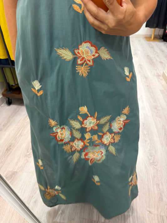 Vestido Mexicano Tijuana largo aguamarina 2
