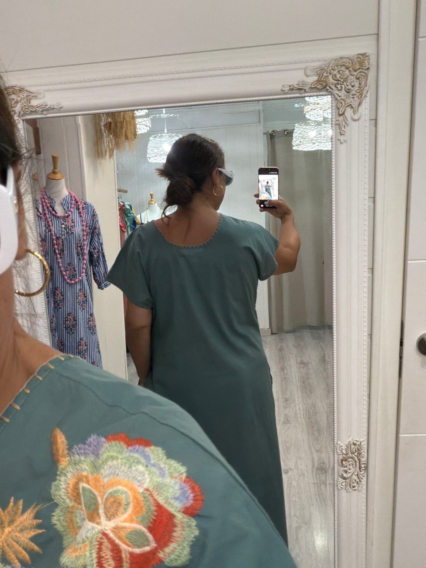 Vestido Mexicano Tijuana largo aguamarina 2