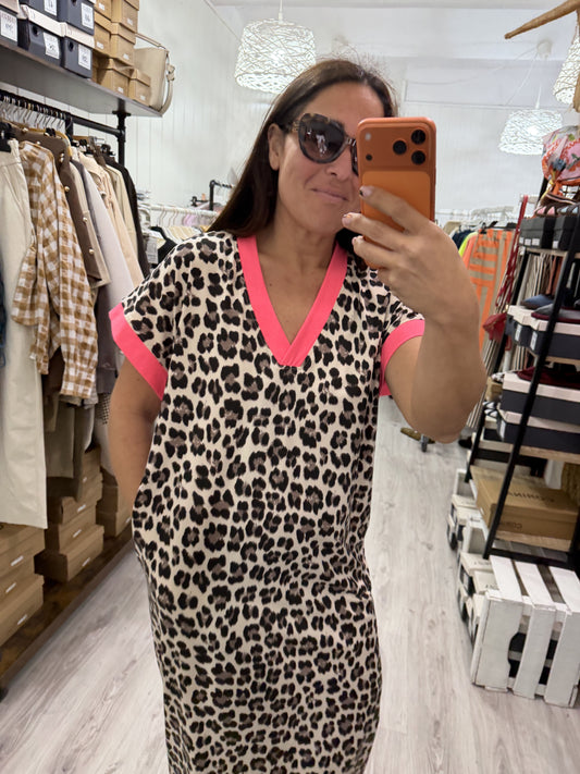 Vestido Animal Print Fucsia
