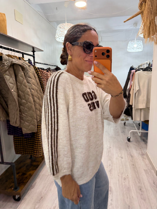 Jersei Good Vibes beige y chocolate