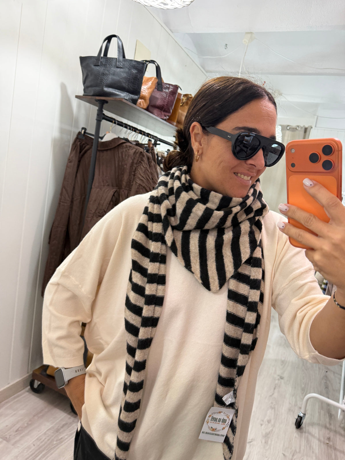Bandana Biarritz punto suave negro y taupe