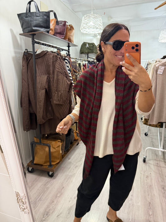 Bandana Biarritz punto suave burdeos y taupe