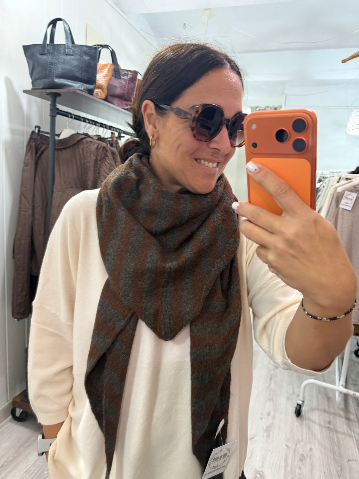 Bandana Biarritz punto suave chocolate y marengo