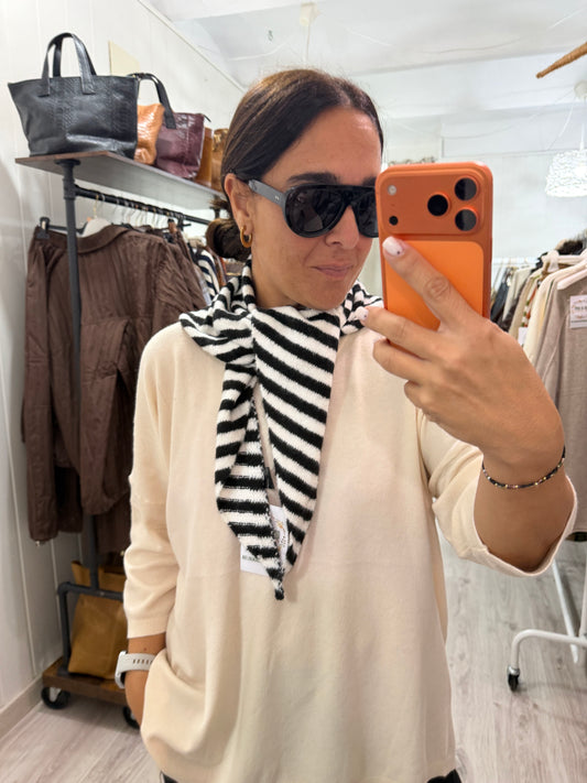 Bandana Donosti punto suave marfil y negro
