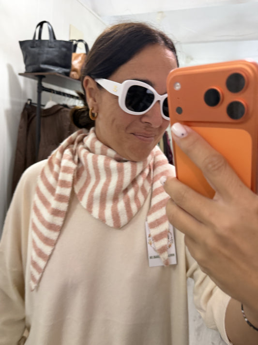 Bandana Donosti punto suave marfil y rosa