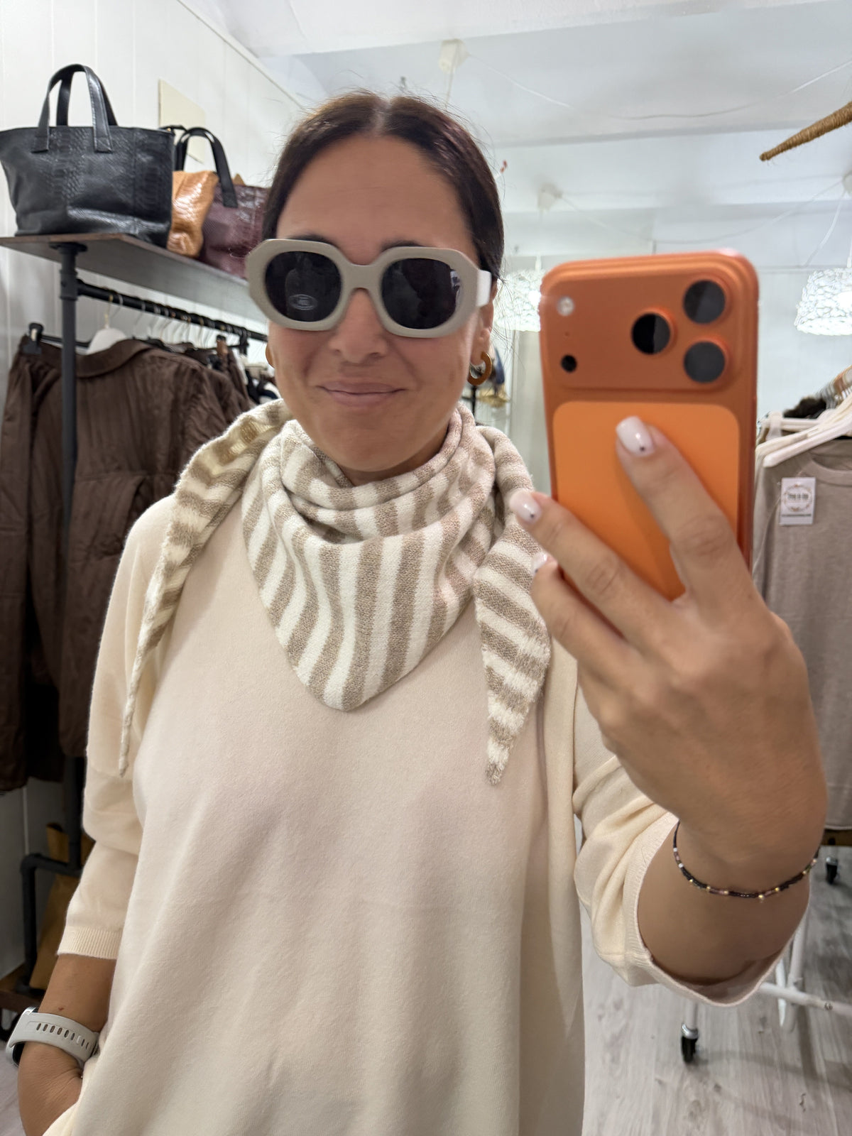 Bandana Donosti punto suave marfil y beige