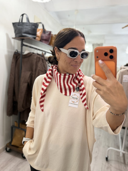 Bandana Donosti punto suave rojo y marfil