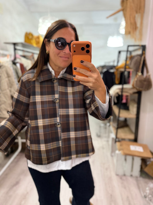 Chaqueta neopreno cuadros chocolate