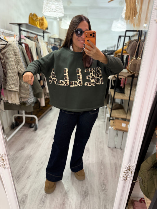 Sudadera Bella afelpada kaki