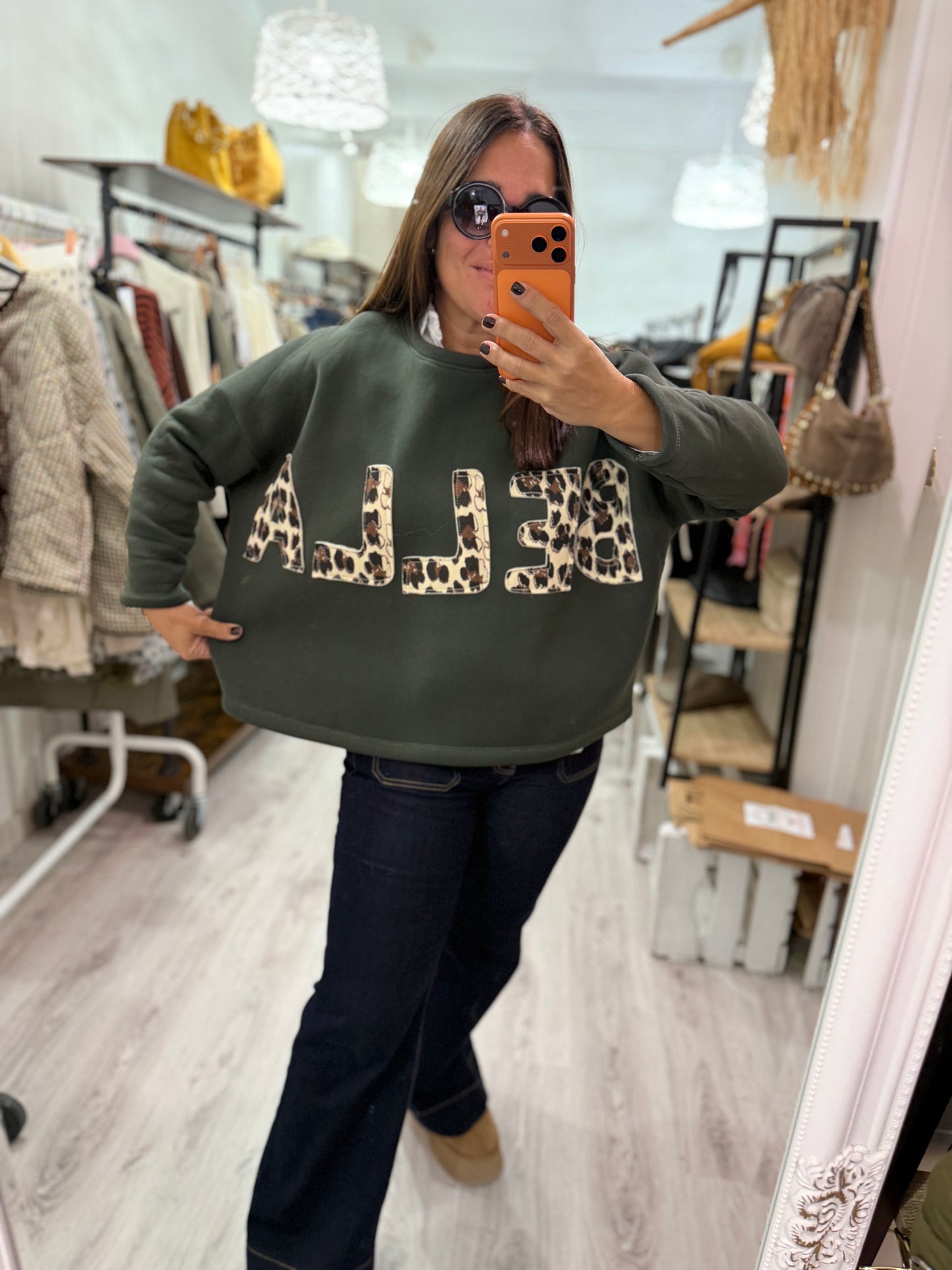 Sudadera Bella afelpada kaki