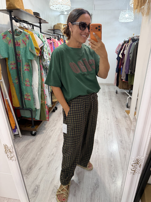 Pantalón vichy lovers verde y chocolate
