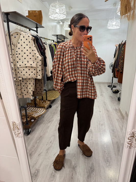 Pantalón Nagore punto milano chocolate