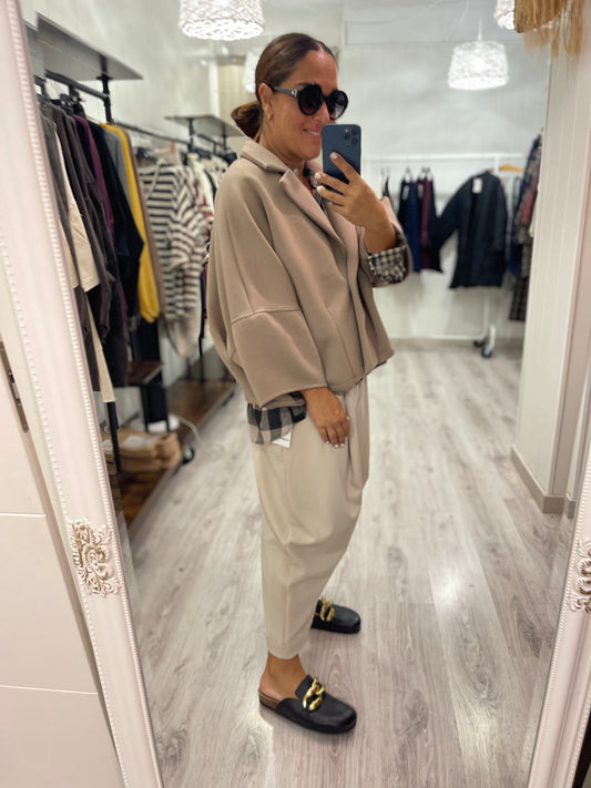 Chaqueta Sakai neopreno taupe