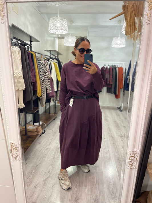 Sudadera Nara natural berenjena