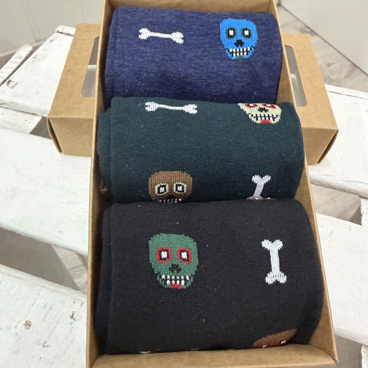 Pack 3 calcetines hombre calavera hueso