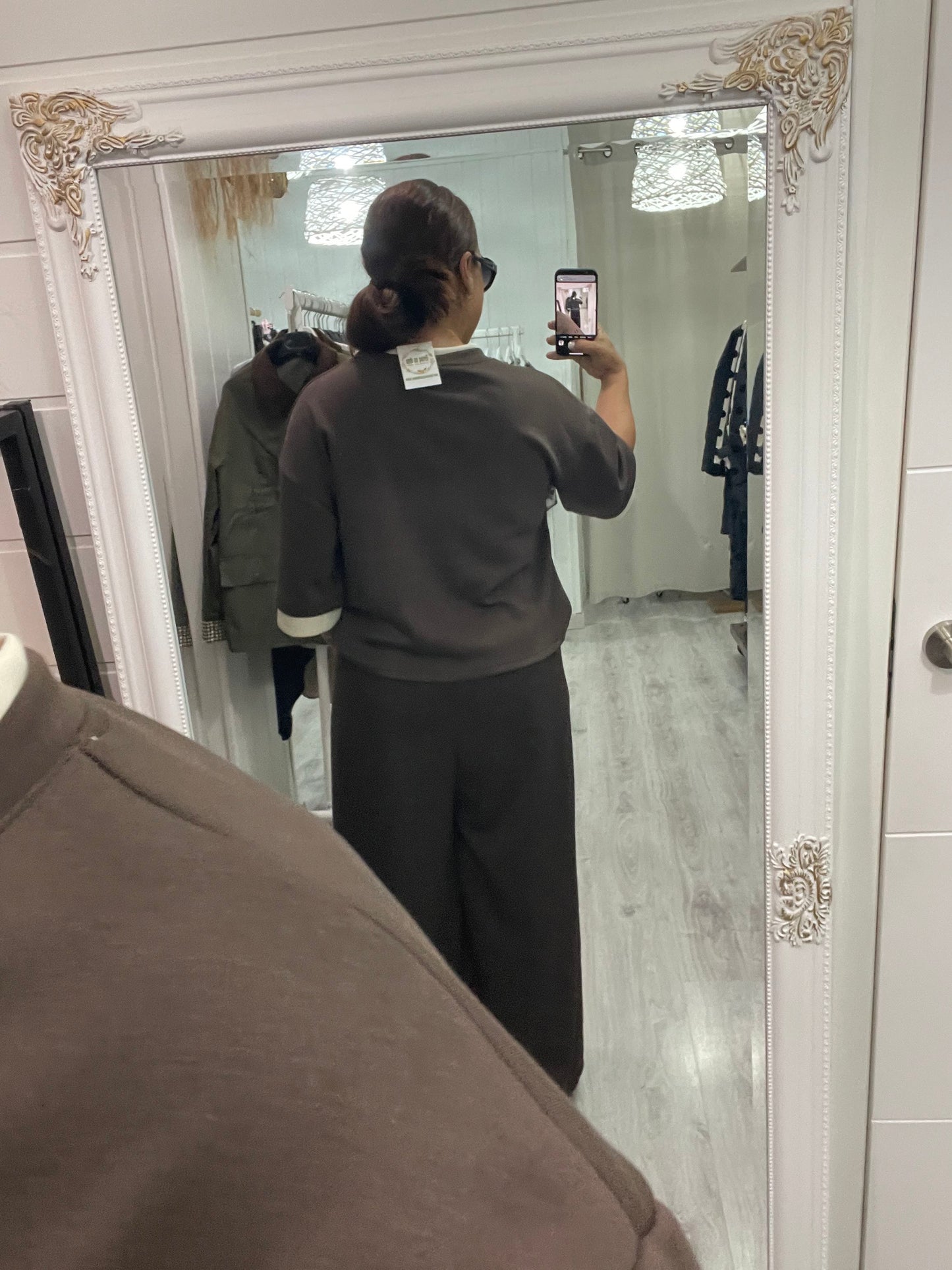 Pantalón Tessa efecto falda marrón