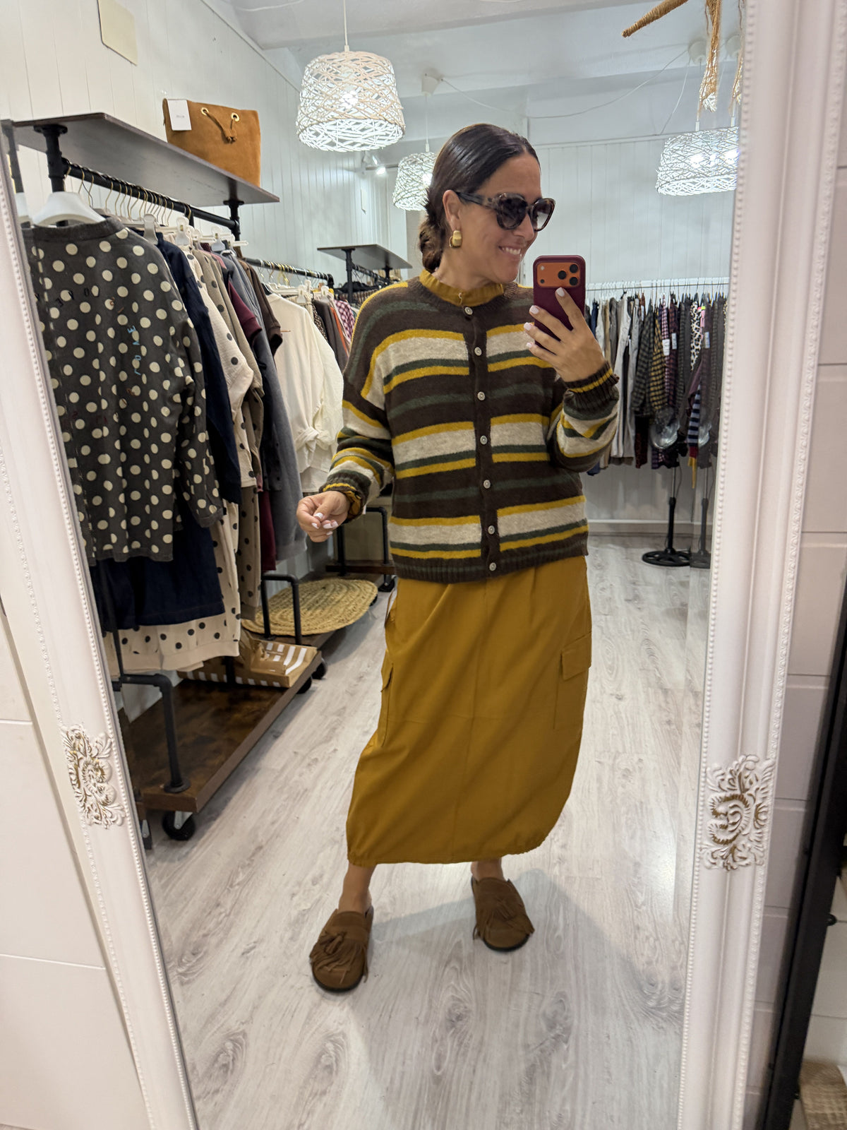 Chaqueta Cudillero mostaza, chocolate y kaki