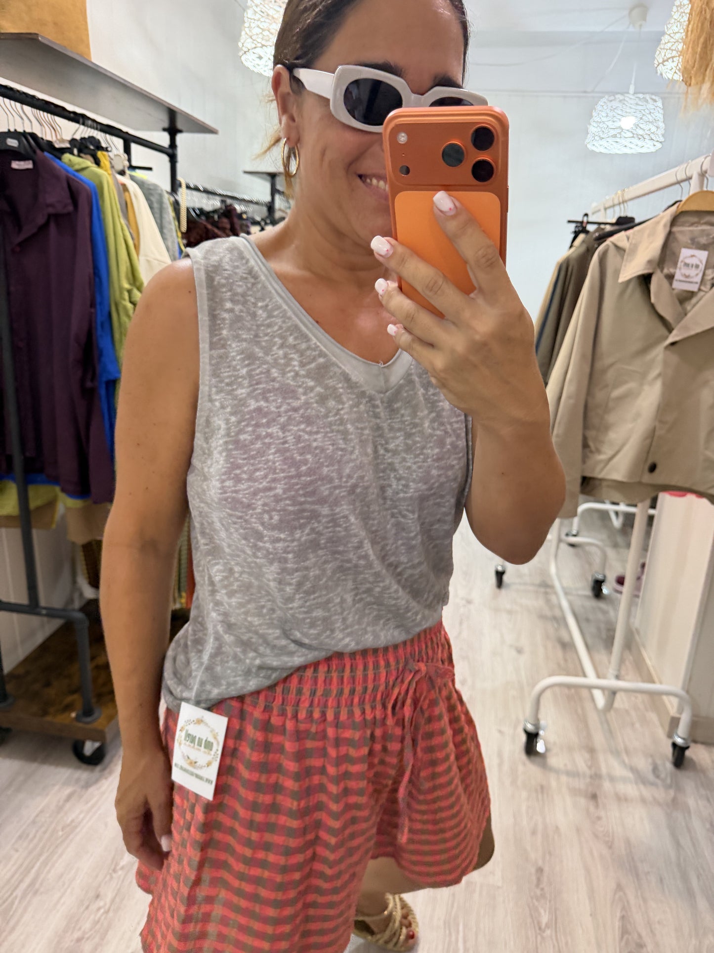 Camiseta Boho tirantes gris