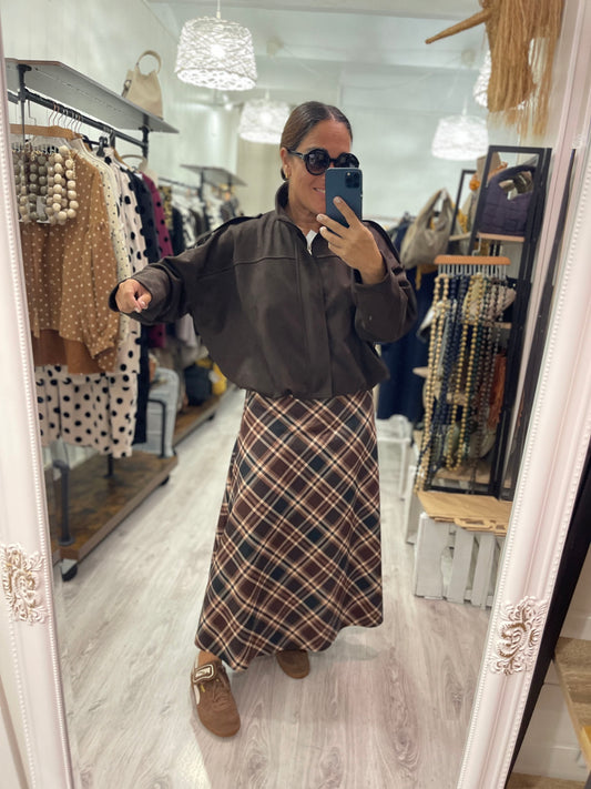 Chaqueta efecto ante chocolate