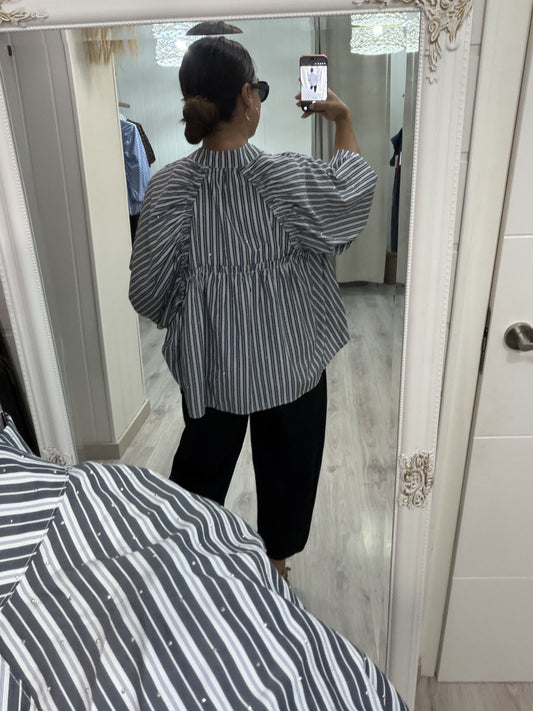 Blusa Tokio milrayas strass negro