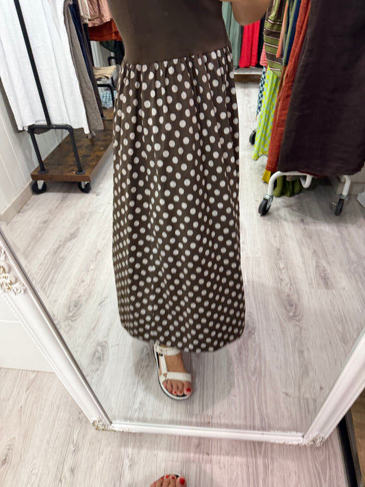 Vestido Cuerpo topos chocolate