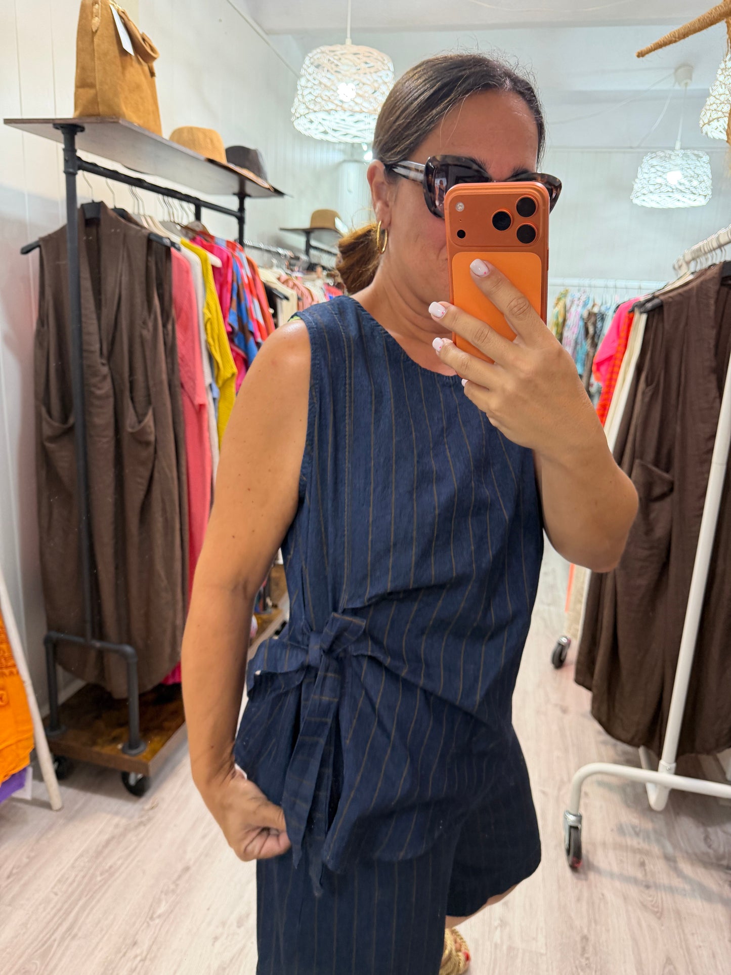 Blusa Jeans cruzada ralla chocolate