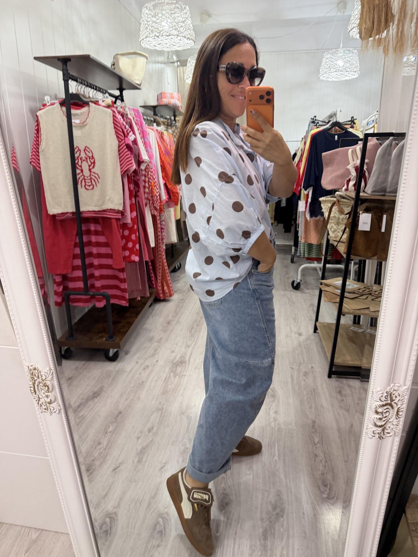 Blusa Marisa topos cielo