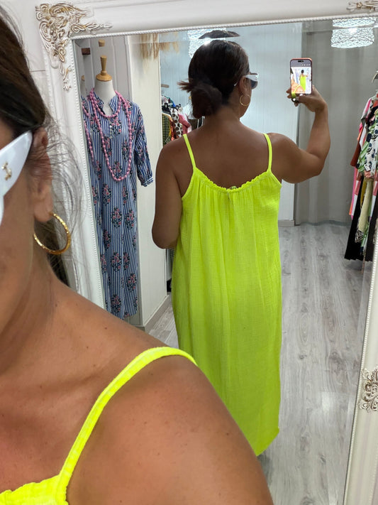 Vestido Cartagena bambula fluor amarillo