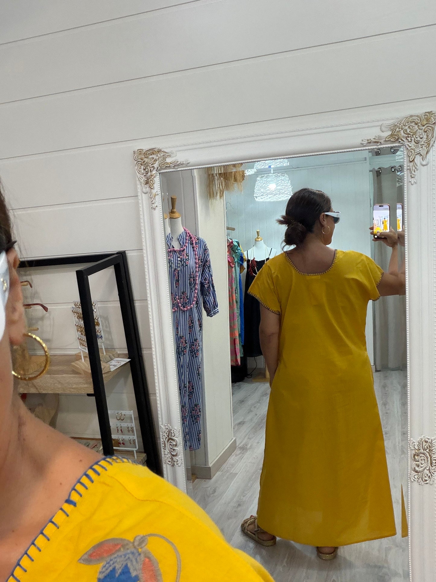 Vestido Mexicano Tijuana largo mostaza 1