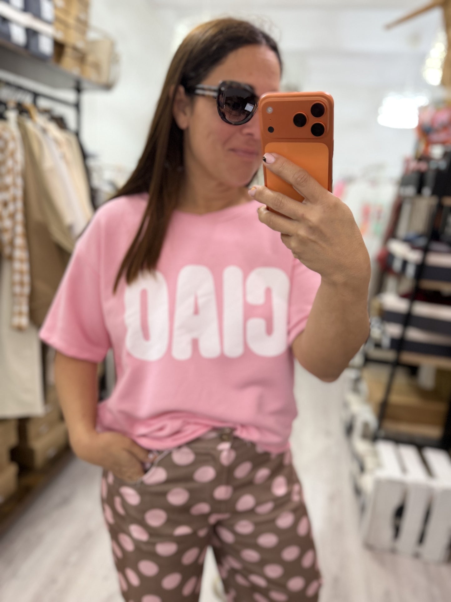 Sudadera Ciao manga corta rosa