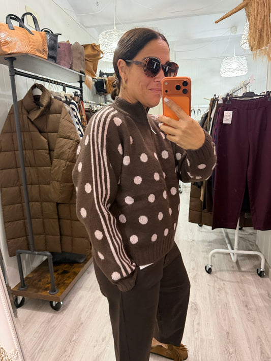 Jersei Topos retro chocolate y rosa