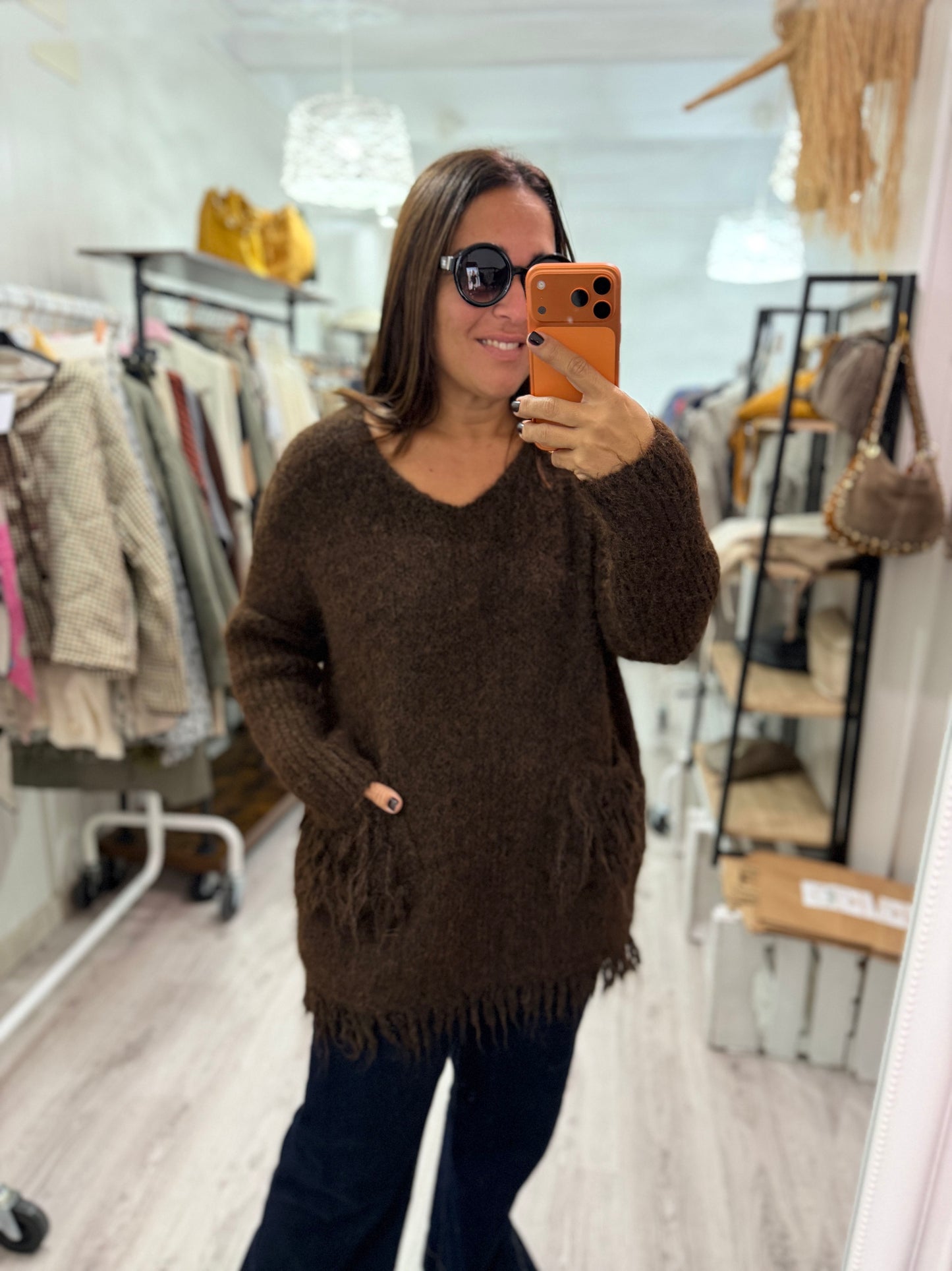 Jersei Pockets oversize chocolate