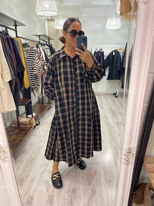 Vestido Haizea negro y beige